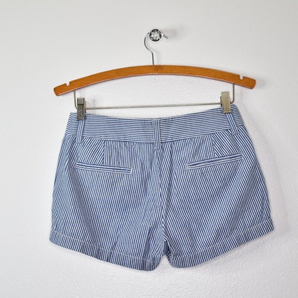 J Crew Factory 3" Rail Road Stripe Chambray Chino Shorts Size 0 Blue Preppy - Picture 3 of 8